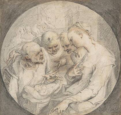 Monochrome Wall Art featuring the drawing Adoration Of The Shepherds by Hendrick Goltzius