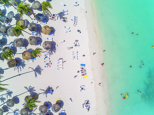 Caribbean Wall Art featuring the digital art Aerial Of Beach, Aruba by Werner Bertsch