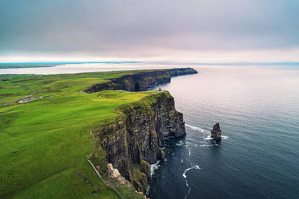 Sky Photograph - Aerial View Of The Scenic Cliffs Of Moher In Ireland by Miroslav Liska