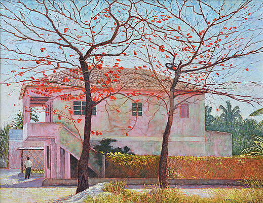 Wall Art featuring the painting Almond Trees In February - Nassau, Bahamas by Ritchie Eyma