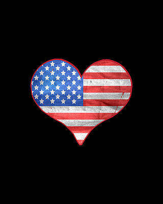 American Wall Art featuring the digital art American Flag Heart by Flippin Sweet Gear