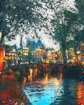 Scenic Wall Art featuring the painting Amsterdam - 01 by AM FineArtPrints