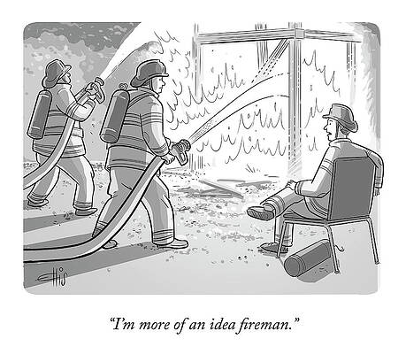 Humorous Fireman Cartoon Wall Art