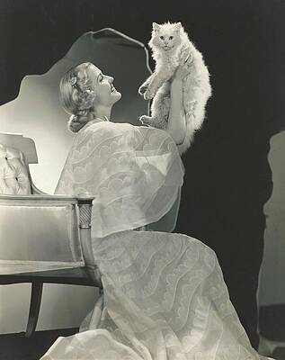 Wall Art featuring the photograph Anita Louise Holding A Fluffy Cat by Lusha Nelson