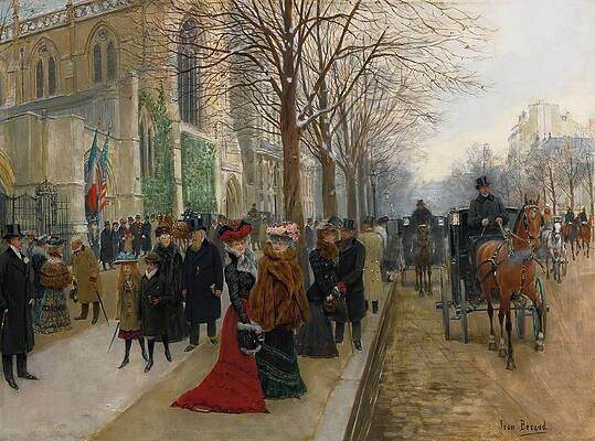 Noel Gathering at Church in 1890 Wall Art