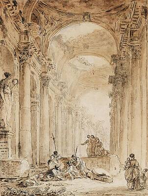 Hubert Robert Painting - Architectural Composition With Ruins by Hubert Robert