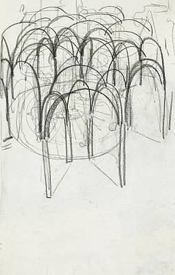 Monochrome Wall Art featuring the painting Architectuurstudie by Carel Adolph Lion Cachet