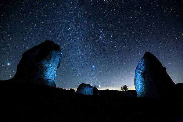 Radiant Wall Art featuring the digital art Argimusco Megalith, Sicily, Italy by Antonino Bartuccio