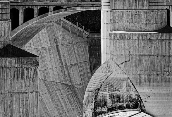 Textured Photograph - Concrete Forms -- Hoover Dam Arizona Spillway In Arizona by Darin Volpe