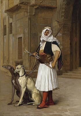 Jean Leon Gerome Painting - Arnaut And Two Whippets by Jean-leon Gerome