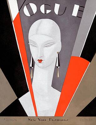 Wall Art featuring the painting Art Deco Vintage Vogue Cover Of A Woman's Head by Eduardo Garcia Benito