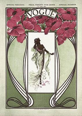 Floral Wall Art featuring the painting Art Nouveau Vintage Vogue Cover Of Poppies by Carlton Fowler