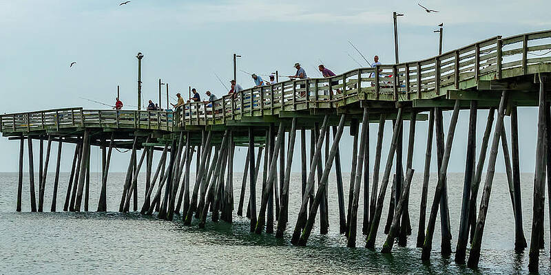 Cloud Wall Art featuring the photograph Avalon Pier Fishermen by Donna Twiford