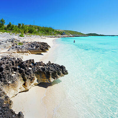 Caribbean Wall Art featuring the digital art Bahamas, Eleuthera, Caribbean Sea, Atlantic Ocean, Caribbean, Pristine Beach In North Eleuthera by Pietro Canali