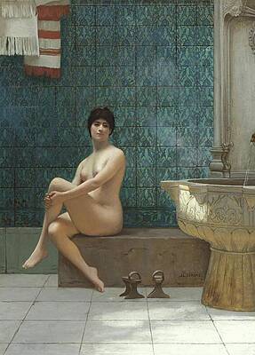 Jean Leon Gerome Painting - Baigneuse A La Piscine De Brousse by Jean-leon Gerome
