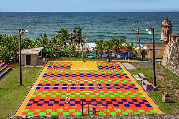 Caribbean Wall Art featuring the digital art Basketball Court, Old San Juan, Pr by Claudia Uripos