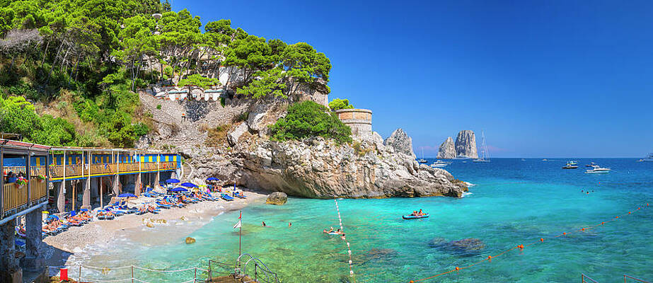 Eurasian Digital Art - Beach & Faraglioni, Capri, Italy by Pietro Canali