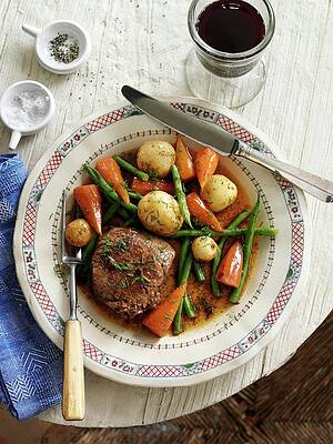 Beefsteak With Vegetables And Dill Print