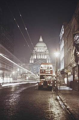 Night Scene with Double-Decker Bus Wall Art