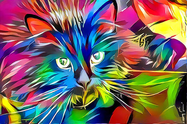 Happy Digital Art - Big Whiskers Cat by Don Northup