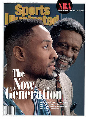 Alonzo Mourning with Bill Russell Wall Art