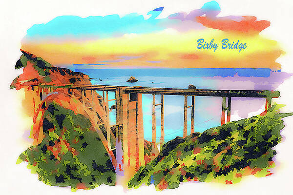 Architecture Painting - Bixby Bridge In California At Sunset by Miroslav Liska