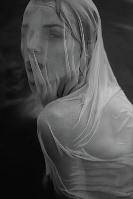 Wall Art featuring the photograph Black And White Portrait Of Woman In by Igor Ustynskyy