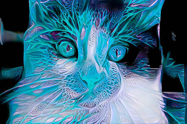 Happy Digital Art - Blue Calico Cat by Don Northup