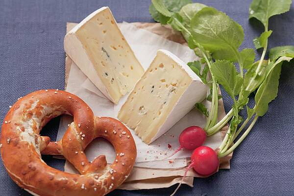 Blue Cheese, Radishes And A Pretzel Print