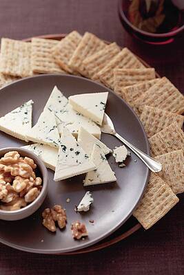 Blue Cheese, Walnuts And Crackers Print