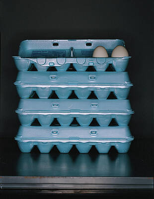 Baking Wall Art featuring the photograph Blue Eggs Cartons by Romulo Yanes