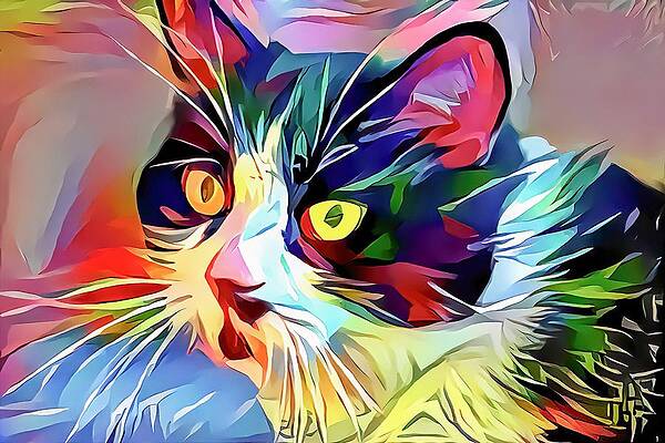 Happy Digital Art - Blue Eye Spy Cat by Don Northup