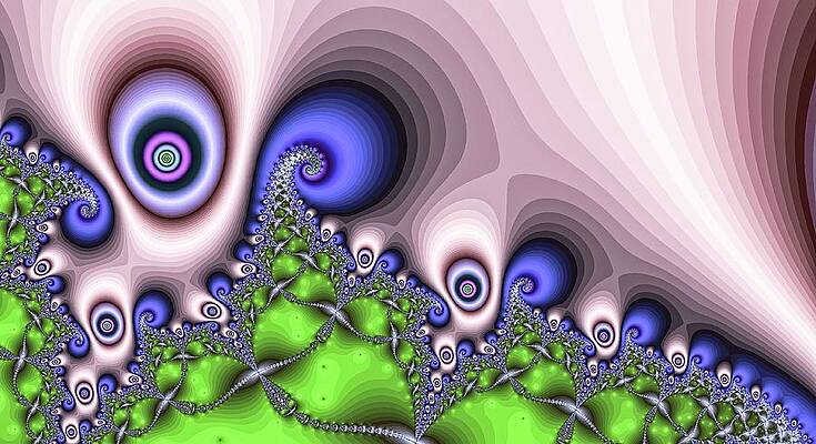 Vibrant Wall Art featuring the digital art Blue Spiral Slope by Don Northup