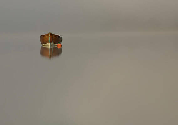 Wall Art featuring the photograph Boat Amongst The Mist On Scottish Loch by Empato