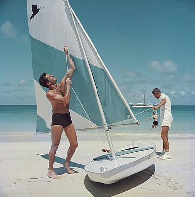 Sailing Preparation on a Sunny Beach Wall Art