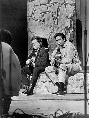 Johnny Cash and Bob Dylan Performing Wall Art