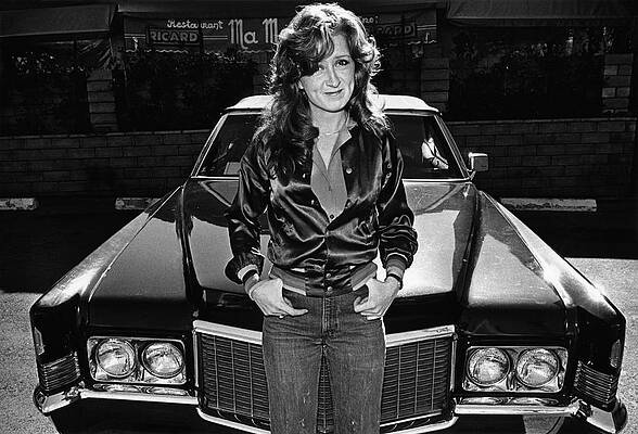 Woman Posing with Classic Car Wall Art