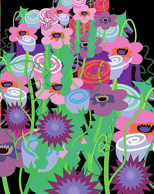 Wall Art featuring the digital art Bouquet Of Flowers by Charles Harker