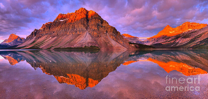 Wilderness Wall Art featuring the photograph Bow Lake Summer Sunrise Reflections by Adam Jewell
