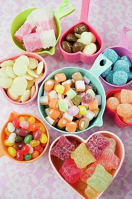 Bowls Of Mixed Sweets, Jellies; Chocolates Print