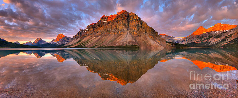 Wilderness Wall Art featuring the photograph Brilliant Bow Lake Sunrise Panorama by Adam Jewell