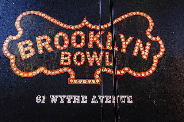 North America Wall Art featuring the digital art Brooklyn Bowl Sign, Nyc by Lumiere
