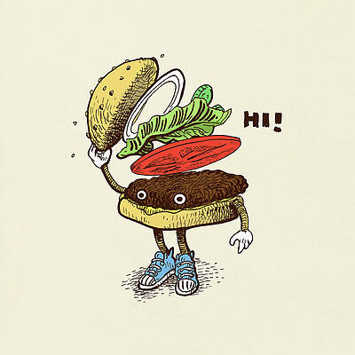 Cheerful Burger Says Hi Wall Art