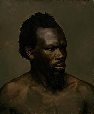 Gaze Painting - Bust Portrait Of A Black Man by Nils Jakob Olsson Blommer