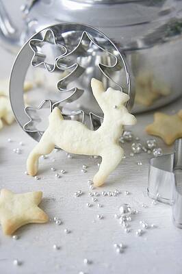Butter Biscuits, Sugar Beads And Cookie Cutters Print