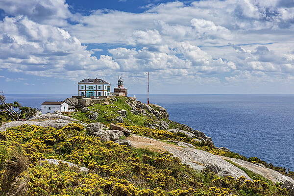 Lighthouse Wall Art featuring the digital art Cabo Fisterra, Galicia, Spain by Reinhard Schmid