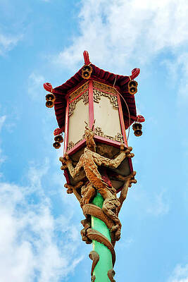 Lamp Wall Art featuring the digital art California, Los Angeles, Chinatown, Street Lamp by Joanne Montenegro