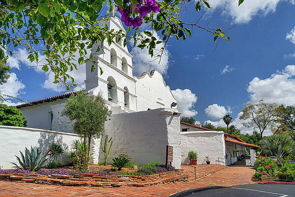 Facade Wall Art featuring the digital art California, San Diego, Mission Basilica San Diego De Alcala, Facade by Glowcam
