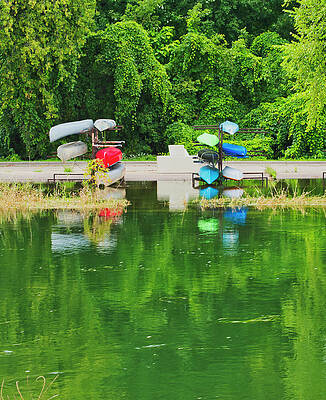 Reflection Photograph - Canoes - Yahara River - Madison by Steven Ralser