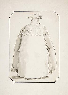 Monochrome Drawing - Caricature Of A Fat Person Wearing A Long Cloak by Giovanni Battista Tiepolo
